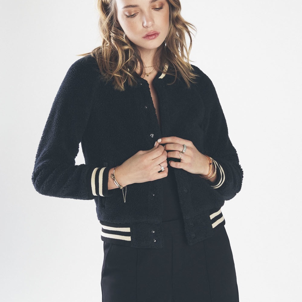 MOTHER letterman shearling jacket